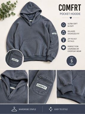 dexflex comfort Men's/Casual Pocket Hoodie in Slate Gray